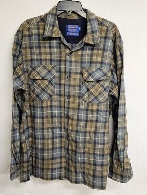 Vintage Pendleton Wool Original Board Shirt Flap Loop Collar Men Large Long